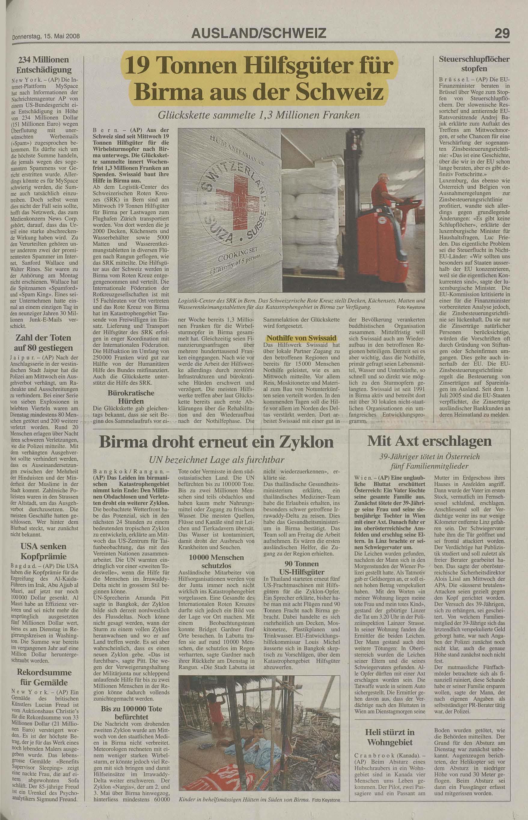 Materialverteilung für Flüchtlinge